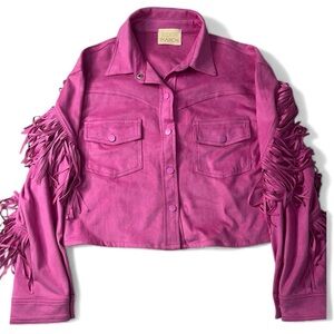 Judith March Pink Suede Fringe Jacket Medium